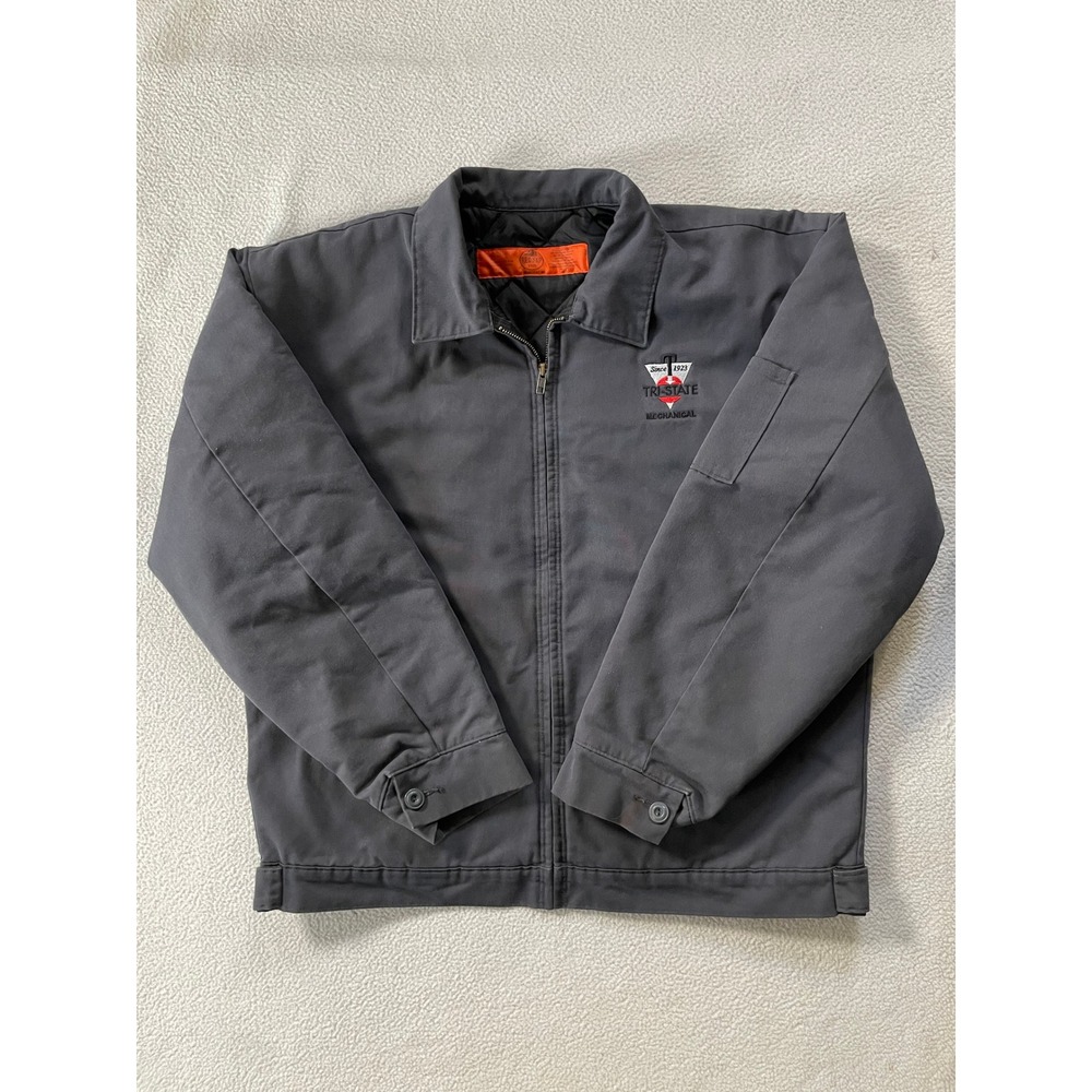 Red Kap Mens Large Work Jacket Gray Tri-State Mechanical Quilted JT22CH Workwear